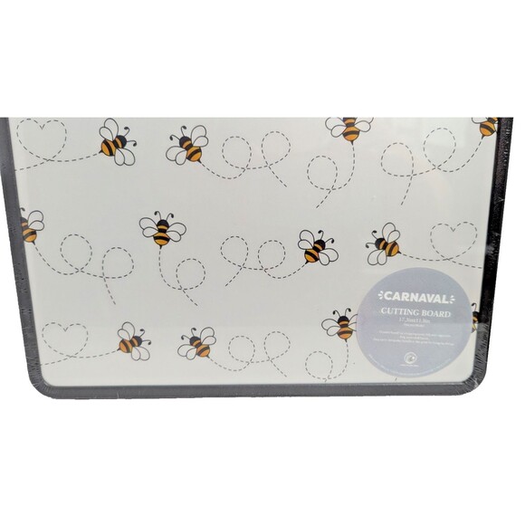 Carnaval Swirling Bumble Bees Cutting Board 17.3 x 11.8-in Handle Kitchen Gift - Picture 4 of 5